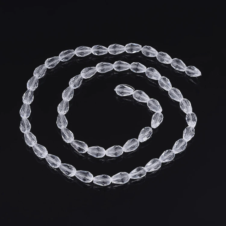 KSF156 Koraliki szklane fasetowane kropla 10x15mm sznur 48szt crystal