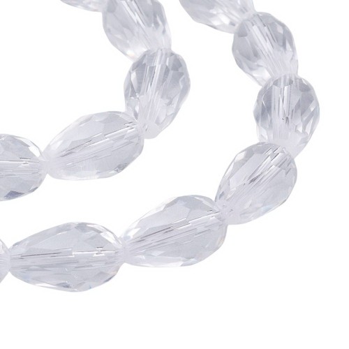 KSF156 Koraliki szklane fasetowane kropla 10x15mm sznur 48szt crystal