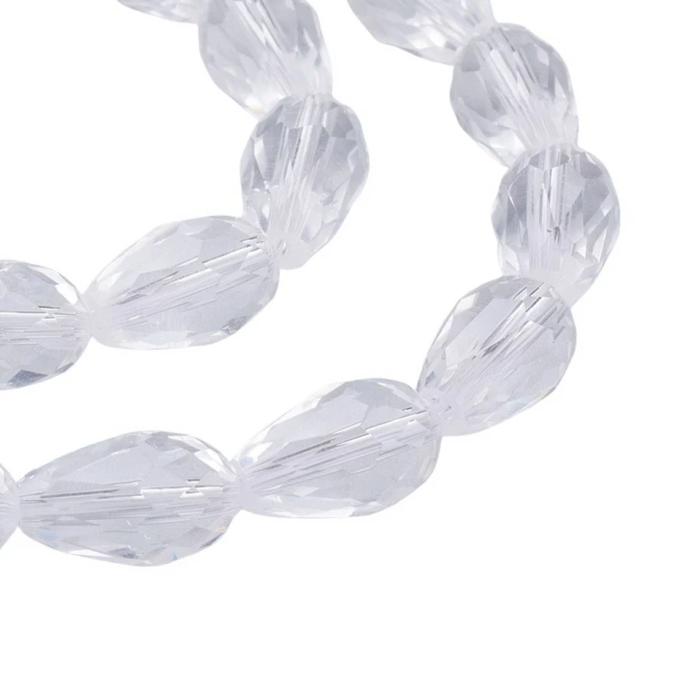 KSF156 Koraliki szklane fasetowane kropla 10x15mm sznur 48szt crystal