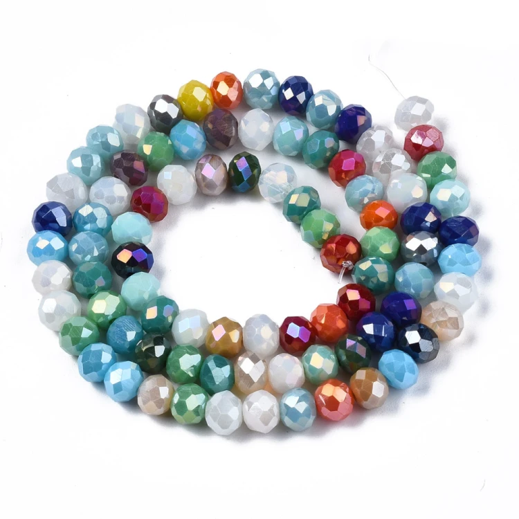 KFR218 Koraliki szklane rondelle 6x5mm kryształki fasetowane 90szt mix