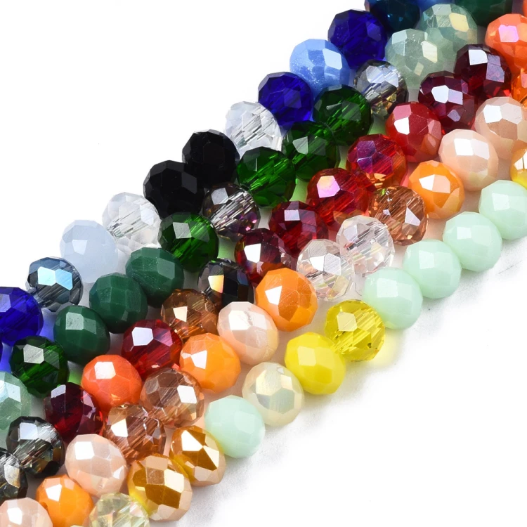 KFR218 Koraliki szklane rondelle 6x5mm kryształki fasetowane 90szt mix