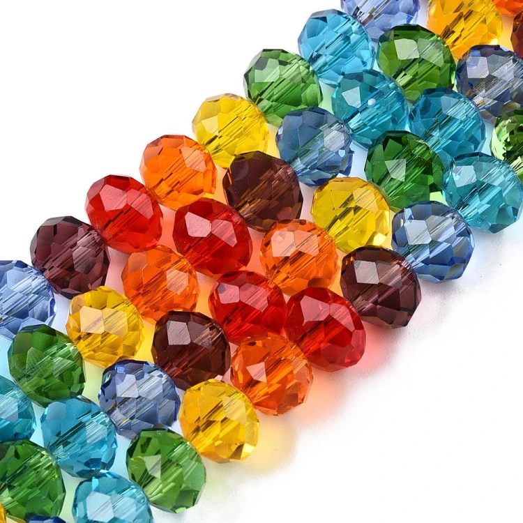 KFR219 Koraliki szklane rondelle 8x6mm kryształki fasetowane 64szt mix