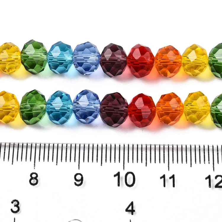 KFR219 Koraliki szklane rondelle 8x6mm kryształki fasetowane 64szt mix