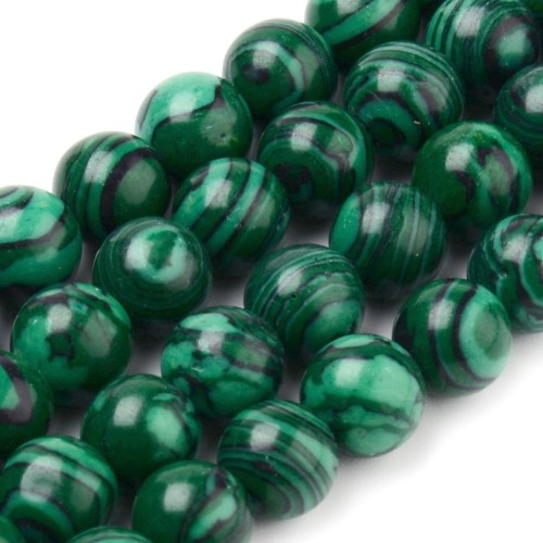 MAL23 Malachit kamień syntetyczny koraliki kule 6mm sznur 65szt.