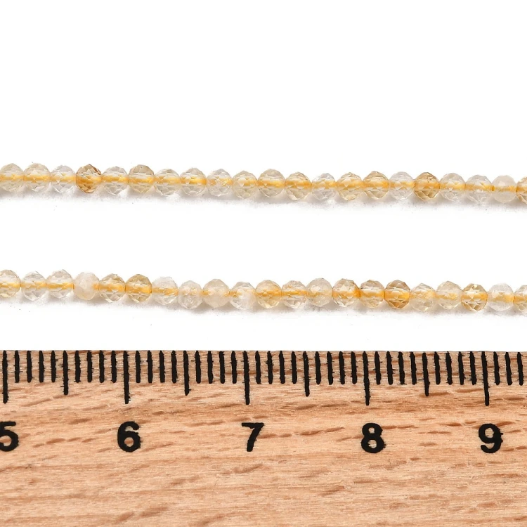 CTR13 Cytryn kamień naturalny fasetowany koraliki kule 2mm sznur 198szt.