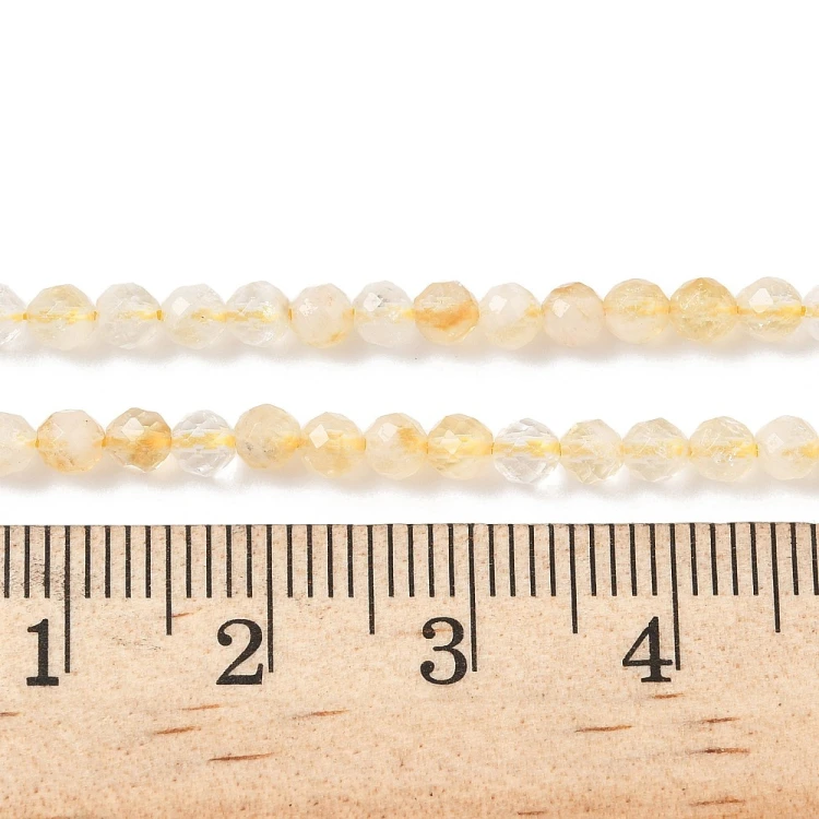 CTR14 Cytryn kamień naturalny fasetowany koraliki kule 3mm sznur 130szt.
