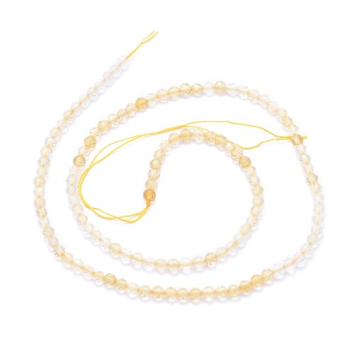 CTR15 Cytryn kamień naturalny fasetowany koraliki kule 3mm-3,5mm sznur 125szt.