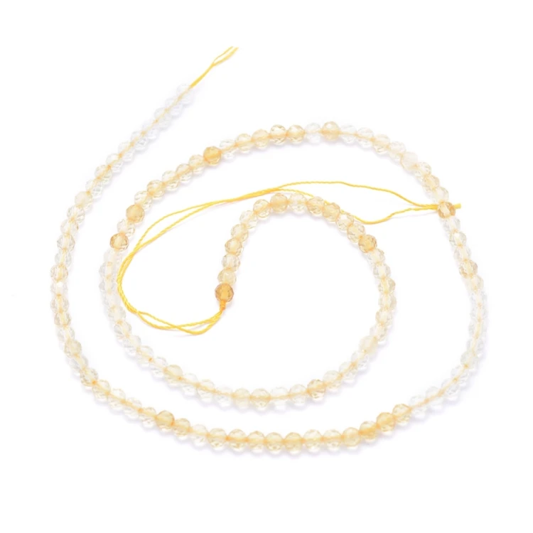 CTR15 Cytryn kamień naturalny fasetowany koraliki kule 3mm-3,5mm sznur 125szt.