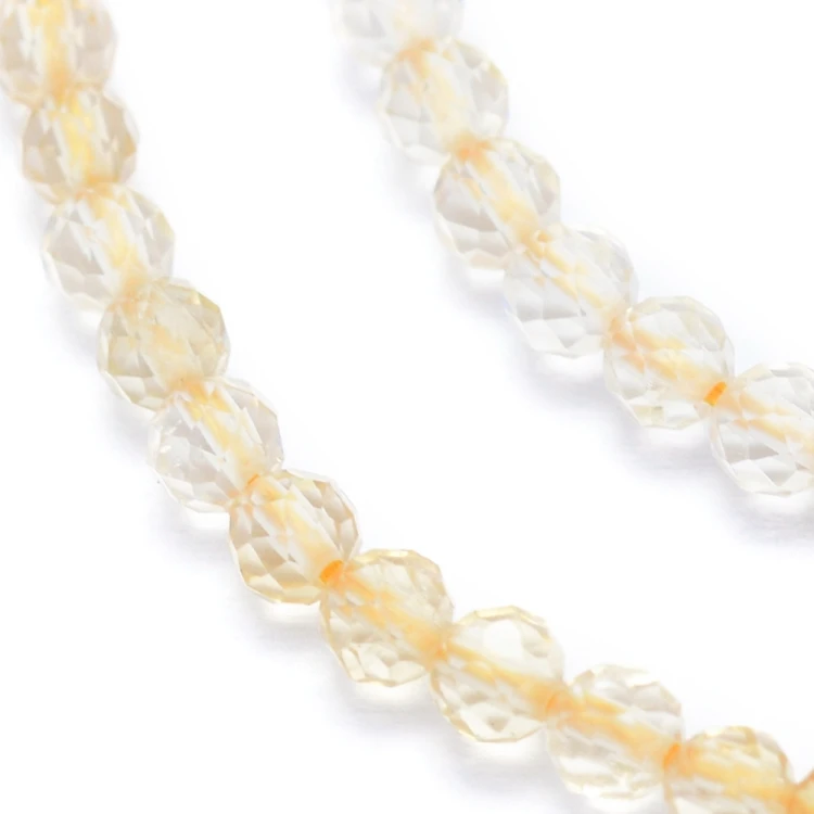 CTR15 Cytryn kamień naturalny fasetowany koraliki kule 3mm-3,5mm sznur 125szt.