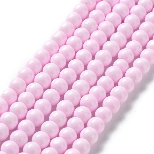 KS121 Koraliki szklane powlekane 6mm sznur 133szt różowe