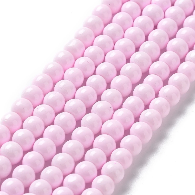 KS121 Koraliki szklane powlekane 6mm sznur 133szt różowe