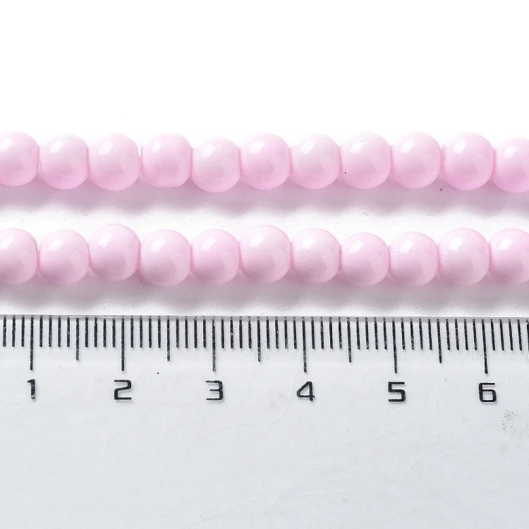 KS121 Koraliki szklane powlekane 6mm sznur 133szt różowe