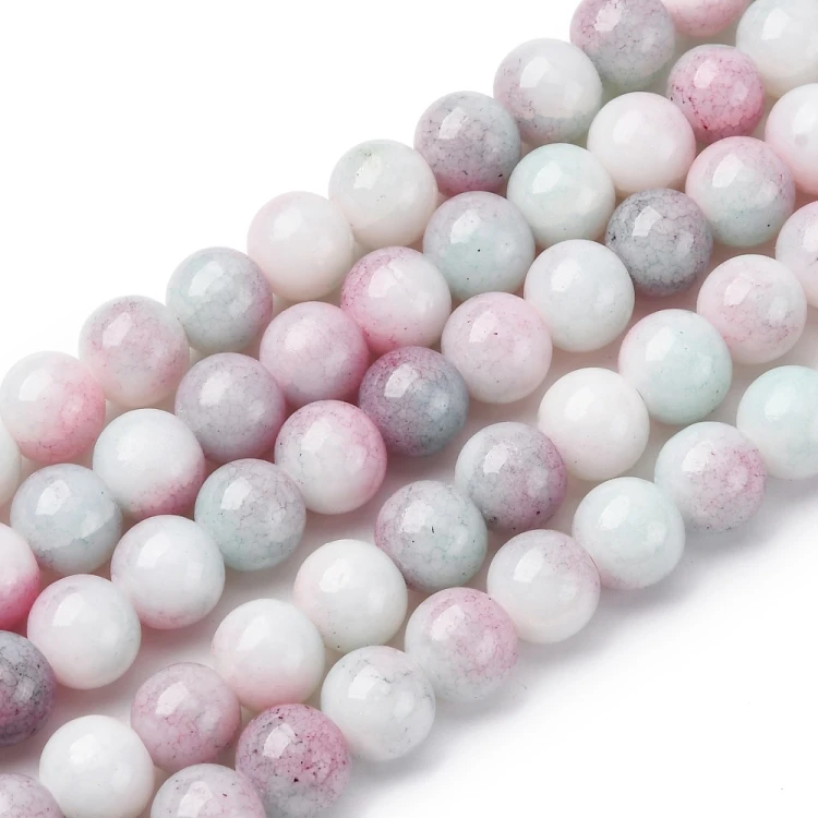 KS122 Koraliki szklane powlekane kule 8,5x7,5mm sznur 50szt różowe ombre