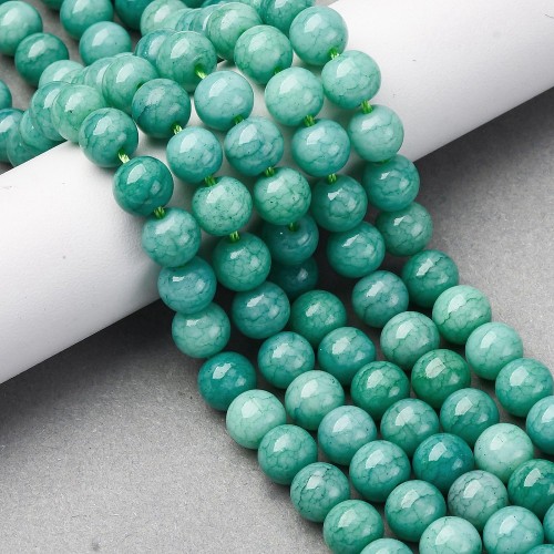 KS124 Koraliki szklane powlekane kule 8,5x7,5mm sznur 50szt zielone ombre