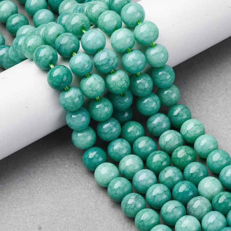 KS124 Koraliki szklane powlekane kule 8,5x7,5mm sznur 50szt zielone ombre