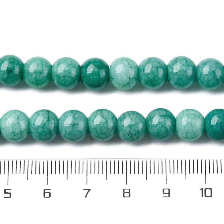 KS124 Koraliki szklane powlekane kule 8,5x7,5mm sznur 50szt zielone ombre