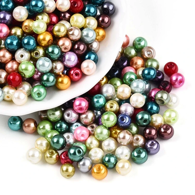 PER322 Perły szklane powlekane woskowane kule 6mm 100szt mix kolor
