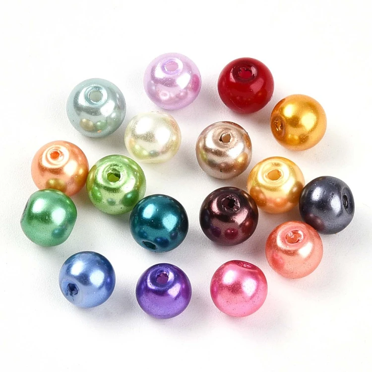 PER322 Perły szklane powlekane woskowane kule 6mm 100szt mix kolor