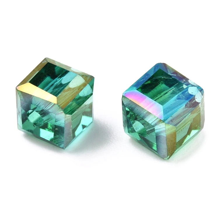 KSF168 Koraliki szklane fasetowane opal 6x6mm kostka 50szt mix kolor