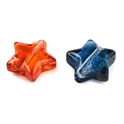 KS126 Koraliki szklane powlekane gwiazdki 10mm 50szt mix kolor