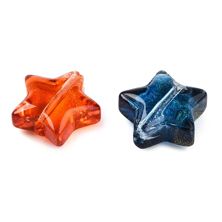 KS126 Koraliki szklane powlekane gwiazdki 10mm 50szt mix kolor