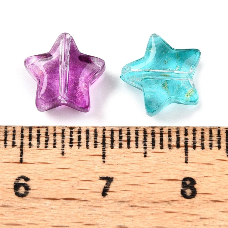 KS126 Koraliki szklane powlekane gwiazdki 10mm 50szt mix kolor
