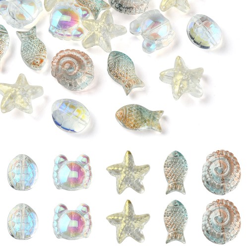 KS130 Koraliki szklane powlekane ocean 25szt mix ombre i AB