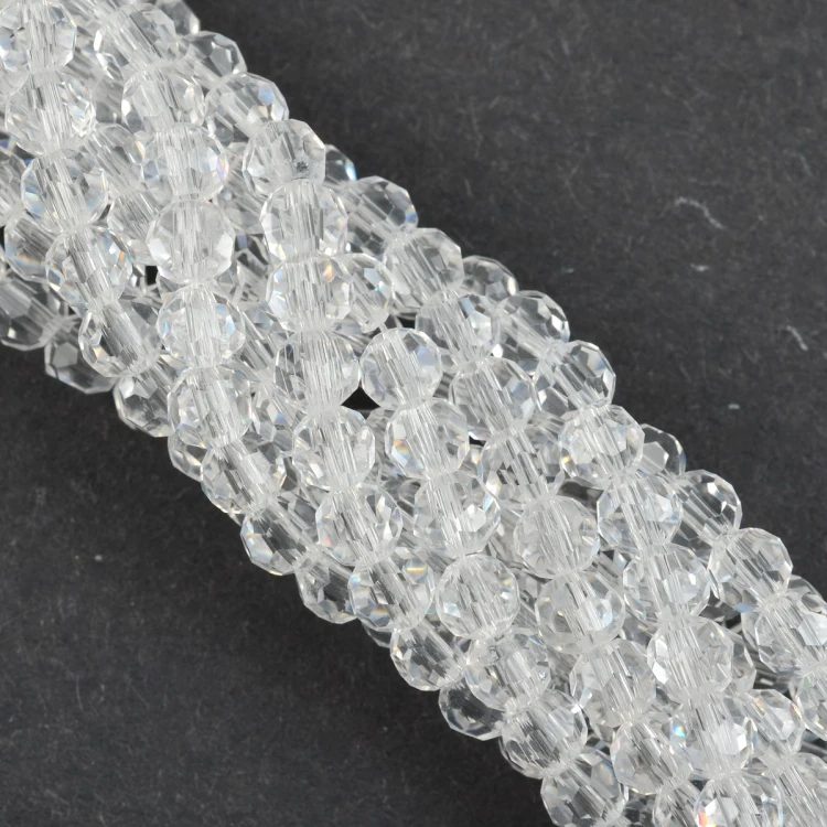 KSF128 Koraliki szklane fasetowane okrągłe 4mm sznur 88szt crystal