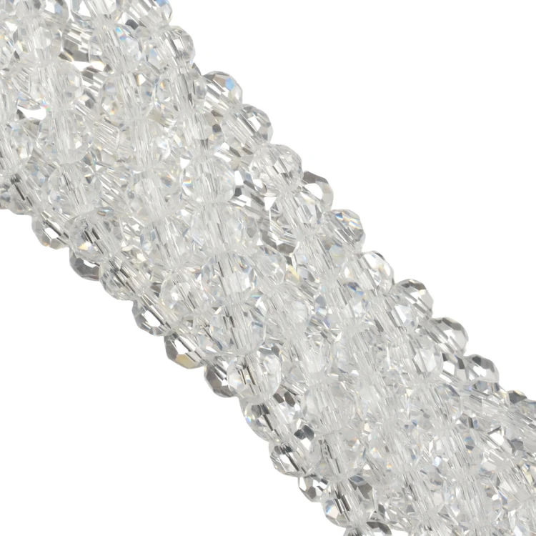 KSF128 Koraliki szklane fasetowane okrągłe 4mm sznur 88szt crystal