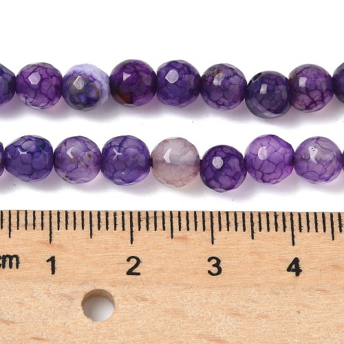 AGF86 Agat kamień naturalny koraliki kule 6mm fasetowane sznur 62szt.