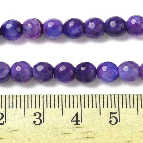 AGF87 Agat kamień naturalny koraliki kule 6mm fasetowane sznur 62szt.