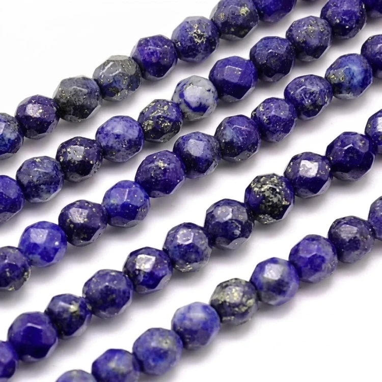 LAZ19 Lazuryt Lapis Lazuli kamień naturalny koraliki kule 4mm fasetowane