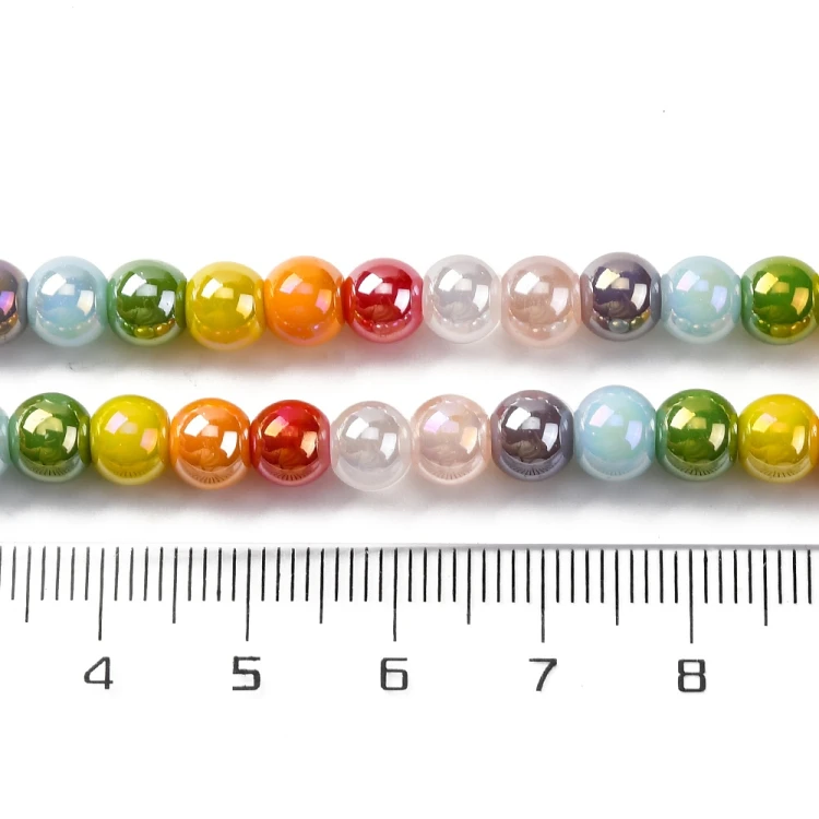 KS131 Koraliki szklane powlekane kule 6mm sznur 63szt mix kolor AB