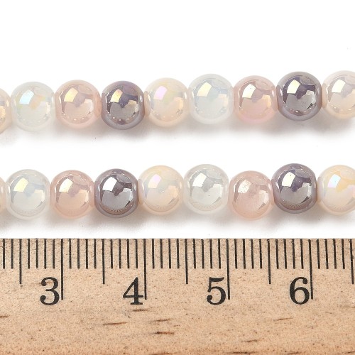 KS133 Koraliki szklane powlekane kule 6mm sznur 63szt mix cukierkowe AB