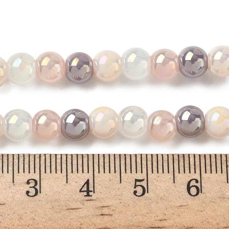 KS133 Koraliki szklane powlekane kule 6mm sznur 63szt mix cukierkowe AB