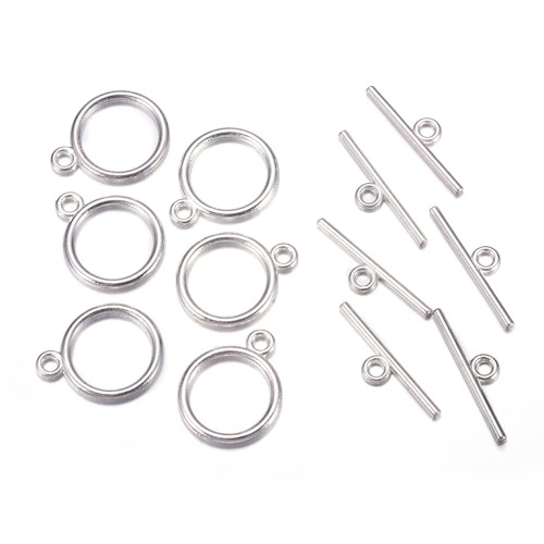 ZAM43 Zapięcie przekładane toggle 18x14mm 5szt srebrne