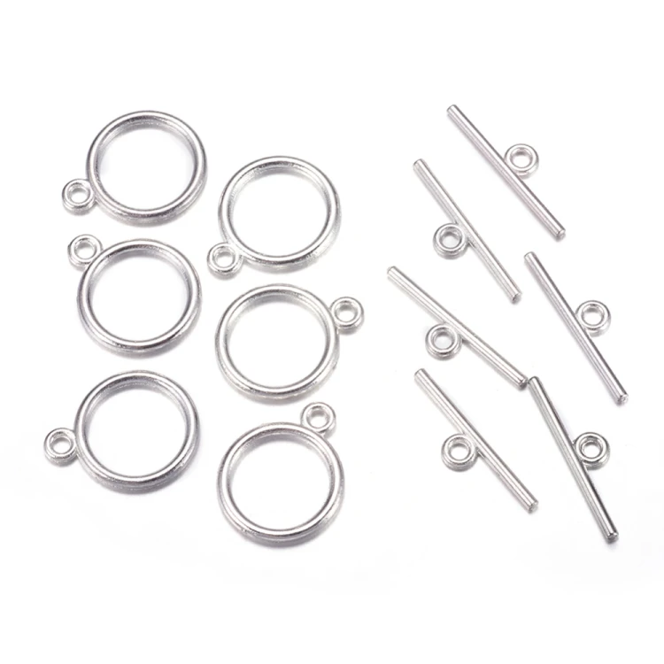 ZAM43 Zapięcie przekładane toggle 18x14mm 5szt srebrne