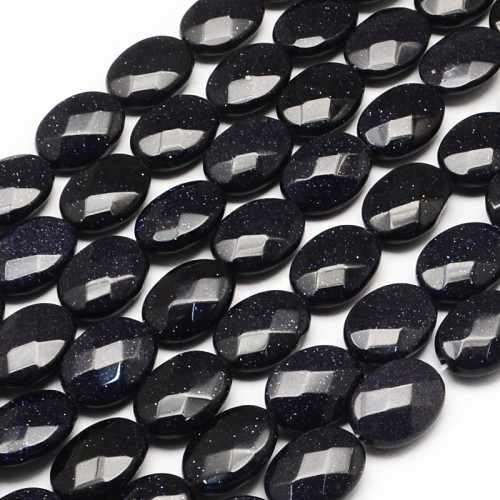 GST33 Kamień Blue Goldstone Noc Kairu koraliki owal 17x13mm fasetowany płaski