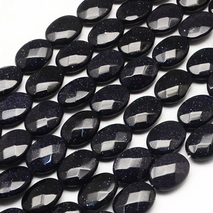 GST33 Kamień Blue Goldstone Noc Kairu koraliki owal 17x13mm fasetowany płaski