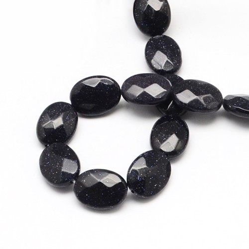 GST33 Kamień Blue Goldstone Noc Kairu koraliki owal 17x13mm fasetowany płaski