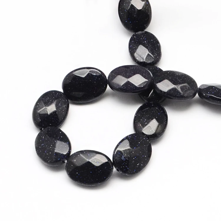 GST33 Kamień Blue Goldstone Noc Kairu koraliki owal 17x13mm fasetowany płaski