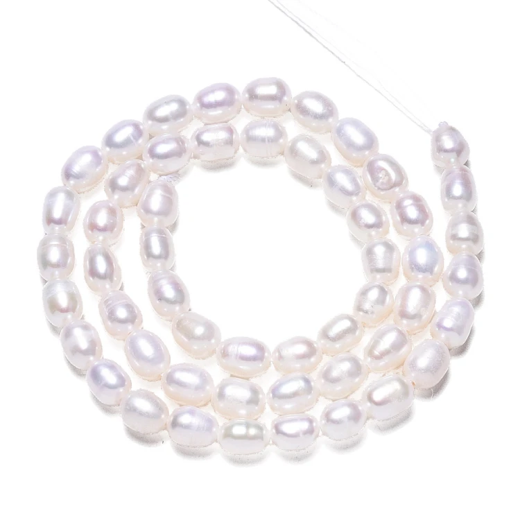 NPE08 Perły naturalne słodkowodne rice ryż 6x5mm-7x5mm sznur 40szt