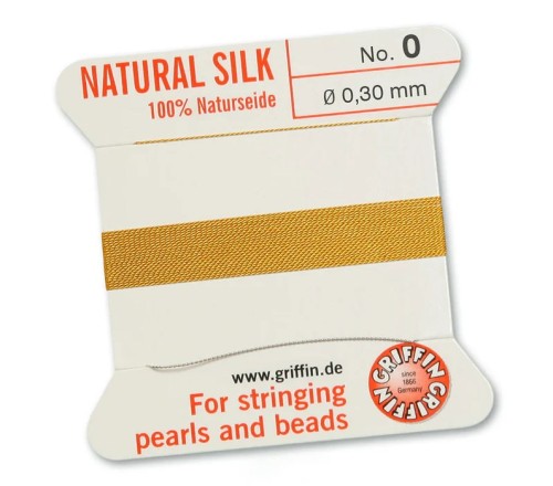 Griffin Nić jedwabna z igłą 100% NATURAL SILK 0,3mm 2m AMBER