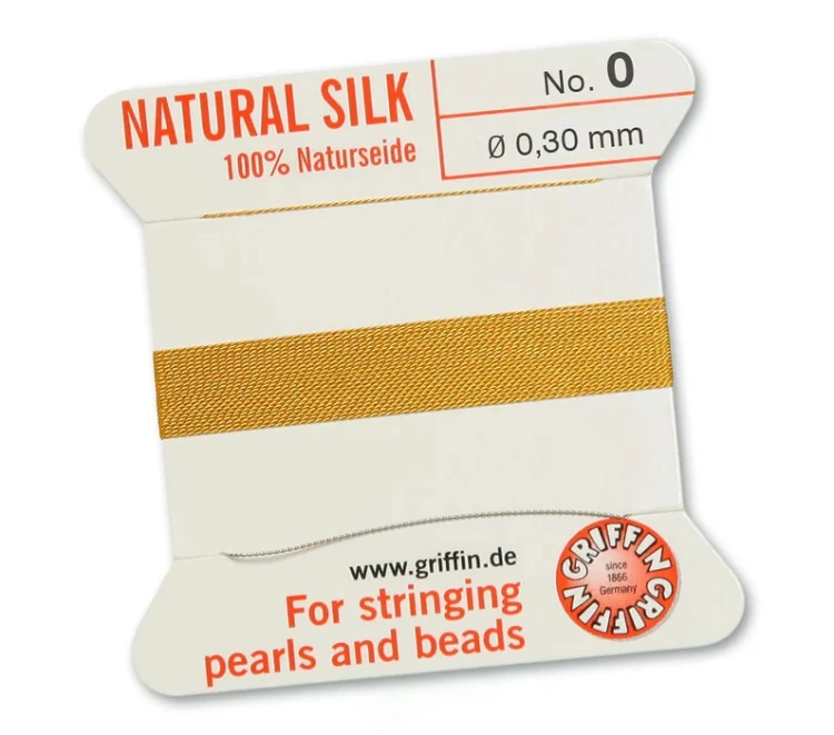 Griffin Nić jedwabna z igłą 100% NATURAL SILK 0,3mm 2m AMBER