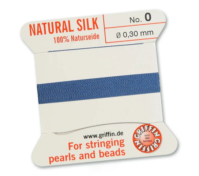 Griffin Nić jedwabna z igłą 100% NATURAL SILK 0,3mm 2m BLUE