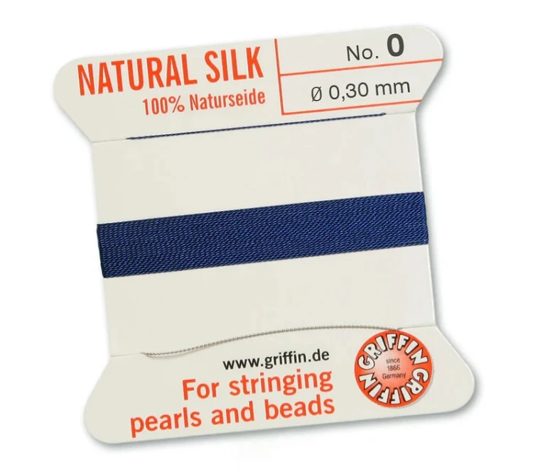Griffin Nić jedwabna z igłą 100% NATURAL SILK 0,3mm 2m DARK BLUE
