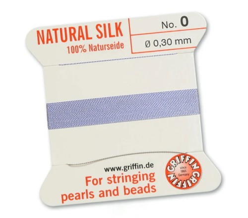 Griffin Nić jedwabna z igłą 100% NATURAL SILK 0,3mm 2m LILAC