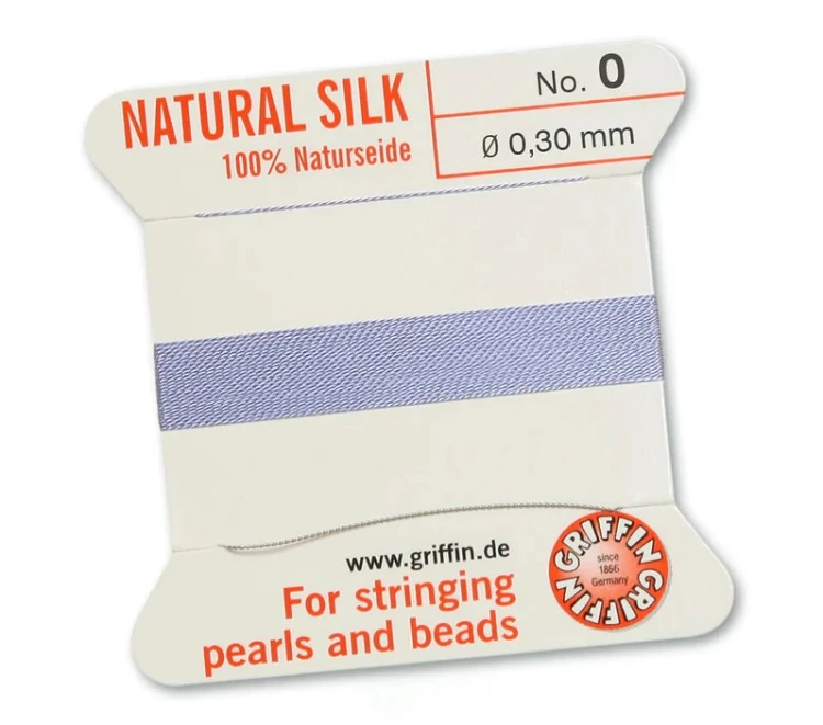 Griffin Nić jedwabna z igłą 100% NATURAL SILK 0,3mm 2m LILAC