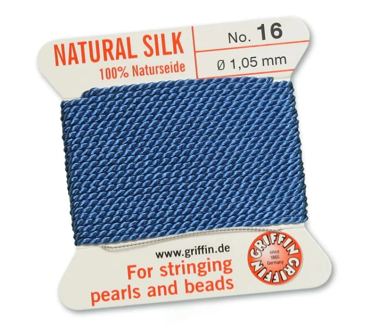 Griffin Nić jedwabna z igłą 100% NATURAL SILK 1,05mm 2m BLUE