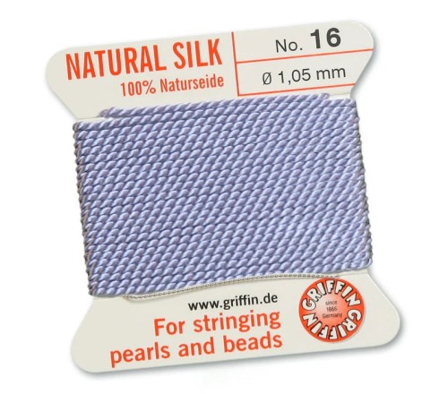 Griffin Nić jedwabna z igłą 100% NATURAL SILK 1,05mm 2m LILAC